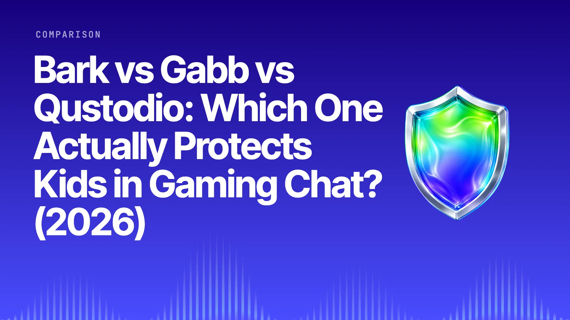 Halo title card: Bark vs Gabb vs Qustodio: Which One Actually Protects Kids in Gaming Chat? (2026) on the brand gradient with the Halo shield
