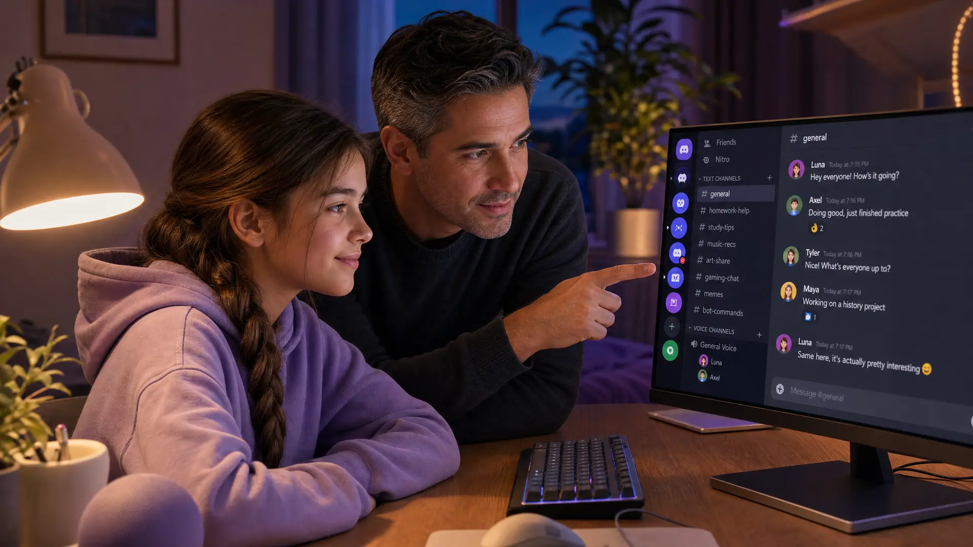 Discord interface on a laptop with parental controls being configured