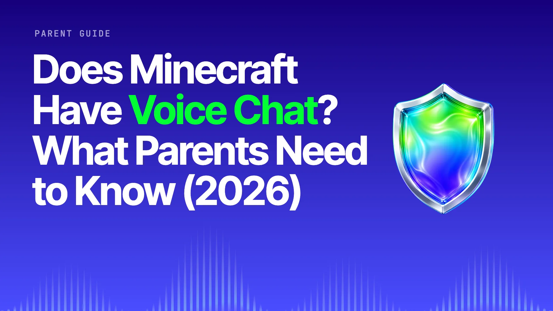 Halo title card: Does Minecraft Have Voice Chat? What Parents Need to Know (2026) on the brand gradient with the Halo shield