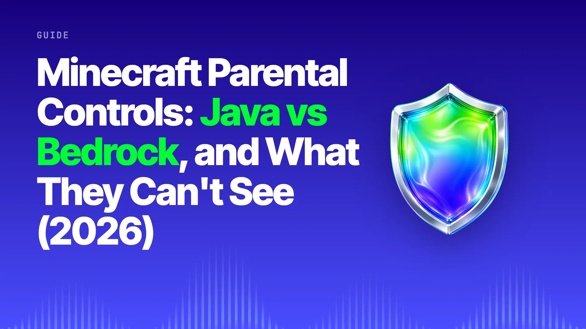 Halo title card: Minecraft Parental Controls: Java vs Bedrock, and What They Can't See (2026) on the brand gradient with the Halo shield